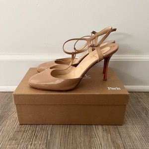 Christian Louboutin Beige Me Pam T Strap Patent Pump 41